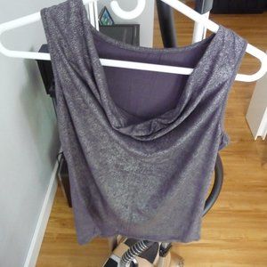 ITALIAN SOFT VISCOSE PURPLE TANK TOP METTALIC SPECKLES CAWL NECK  NEW NO TAGS M